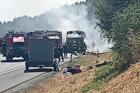 FOTO/ VIDEO Un autobuz care transporta moldoveni din Spania spre R. Moldova a ars în Austria
